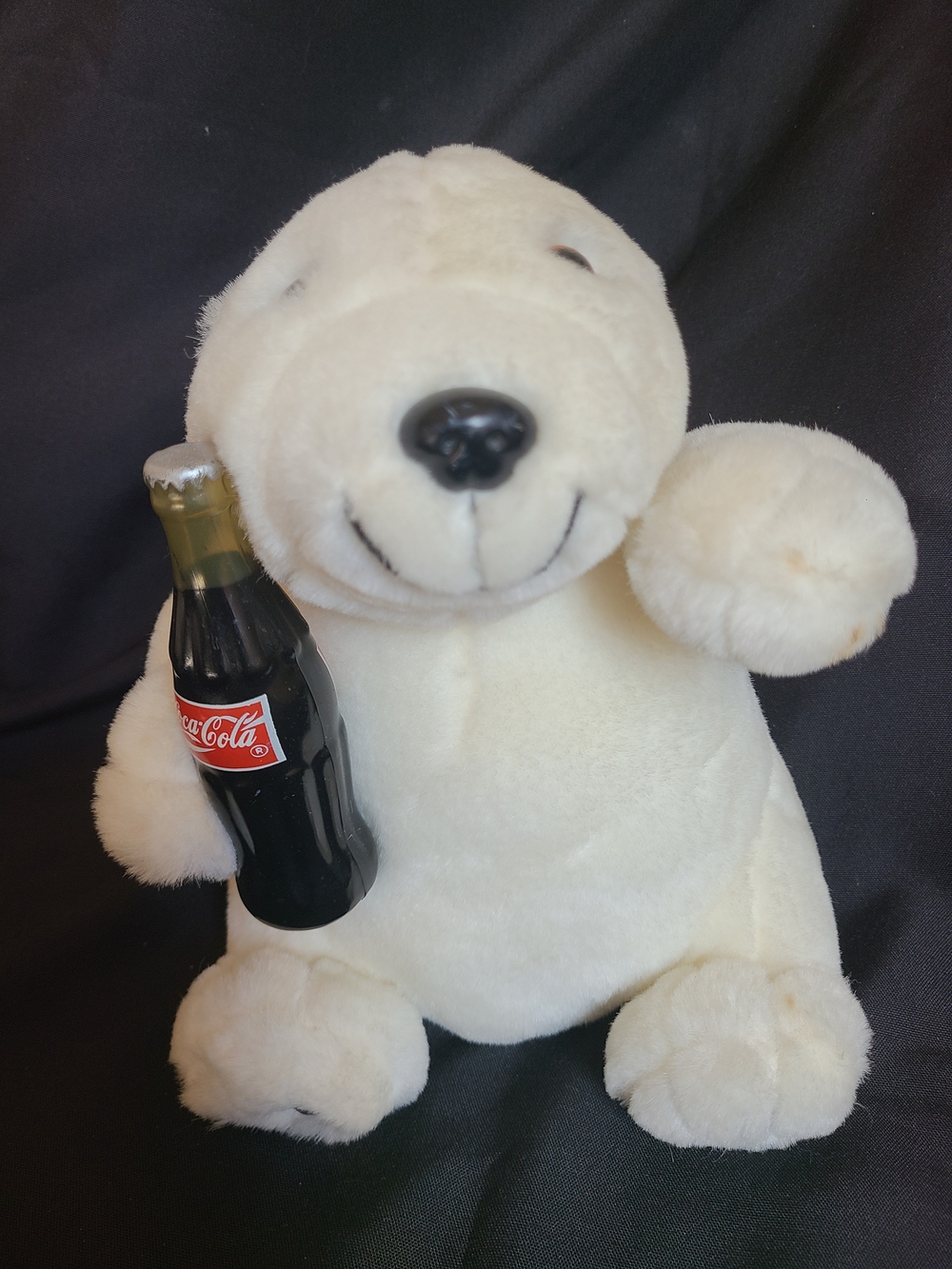 Vintage 1994 Coca-Cola White Polar Bear Plush with Mini Bottle